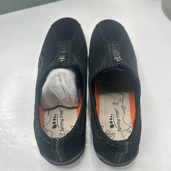 Spring Step Racer Suede/Mesh Sneaker Black 175062106 Women 5.5/EU36 NWB Casual - Picture 5 of 9